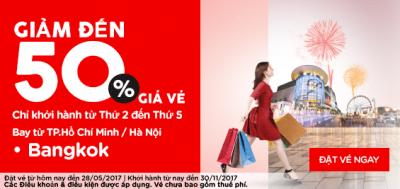 AirAsia giảm 50% giá vé bay sang Bangkok